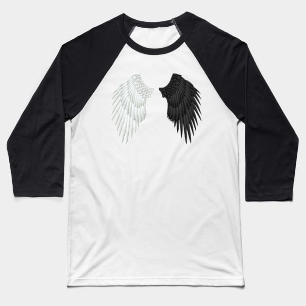 black and white wings Baseball T-Shirt by Fantox1